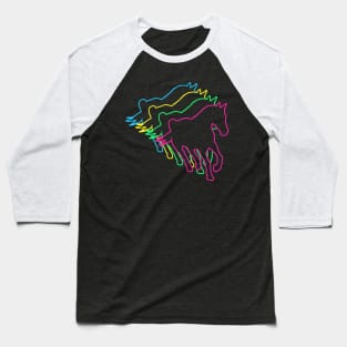 Horse 80s Neon Baseball T-Shirt